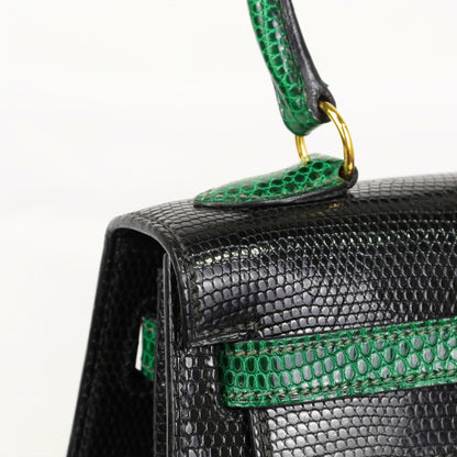 Mini Kelly Bicolor Lizard Black Green GP XX engraved