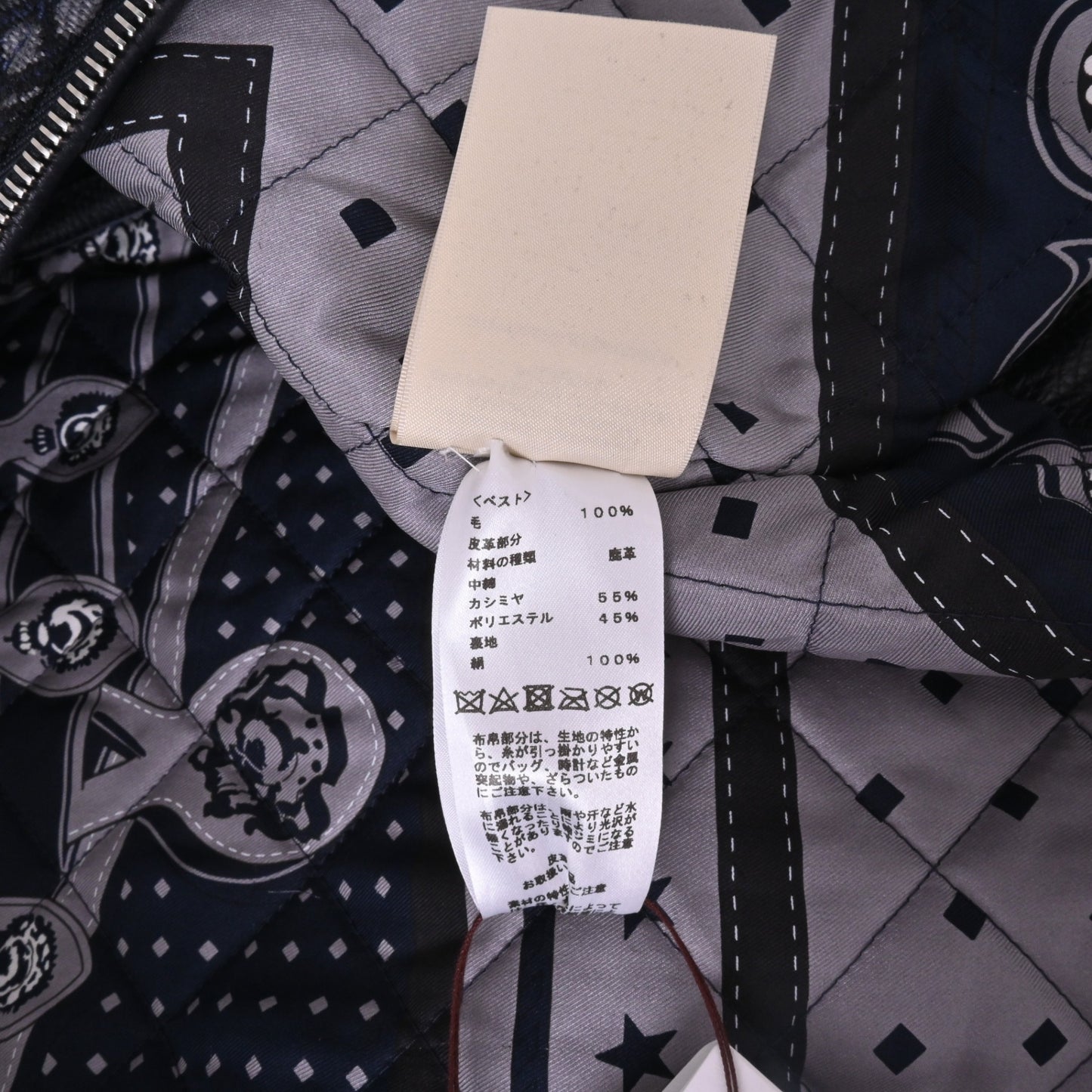 ブルゾン　レザージャケット&ジップベスト　レザー　ディア　ウール　ネイビー　36