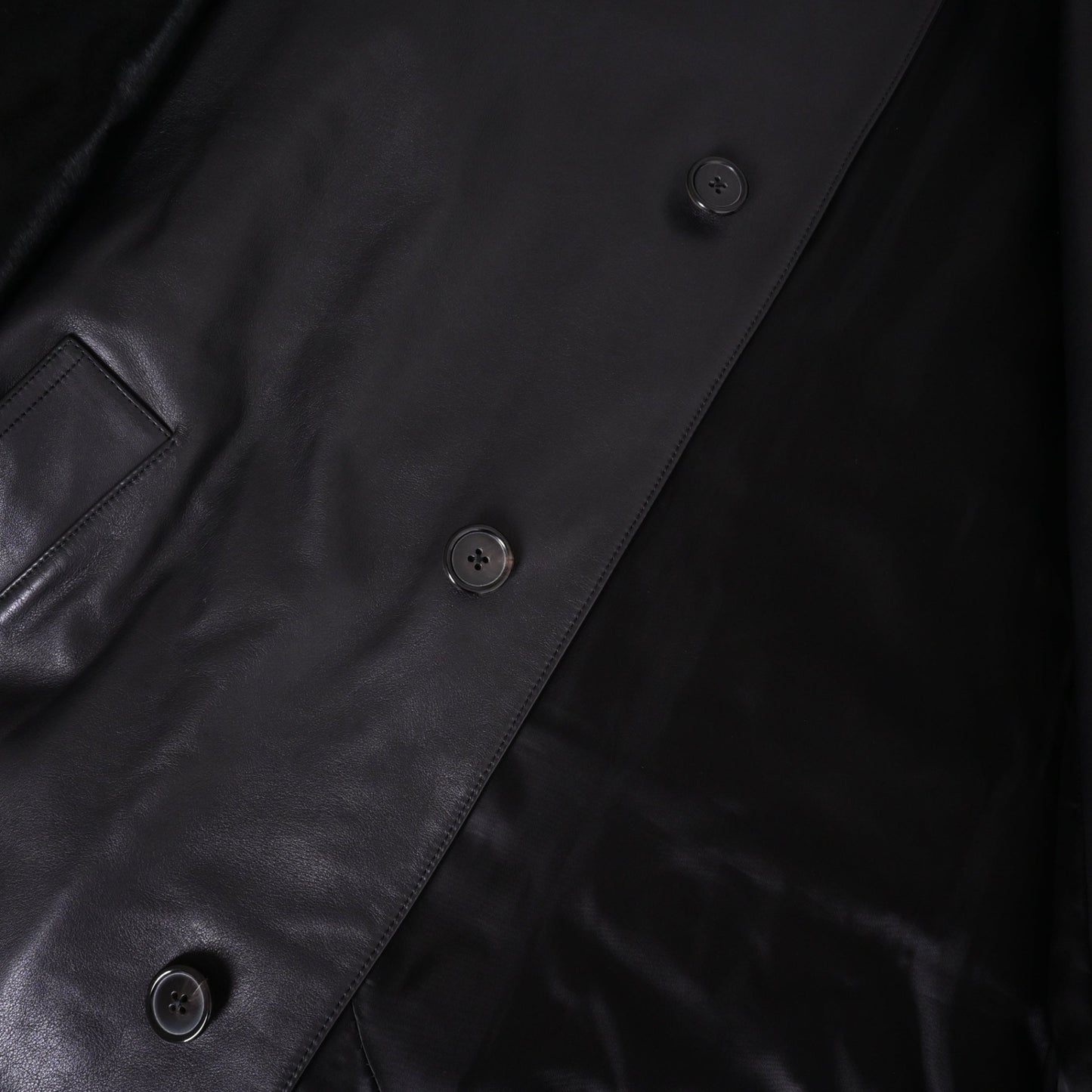 トレンチコート　トロイカ　カーフ　ブラック　44