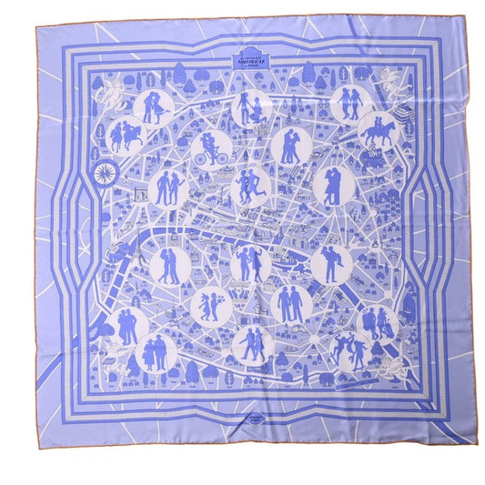 Carre 90: Lovers in Paris Silk Blue