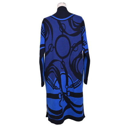 ロングカーディガン　カシミヤ　ブルー　38