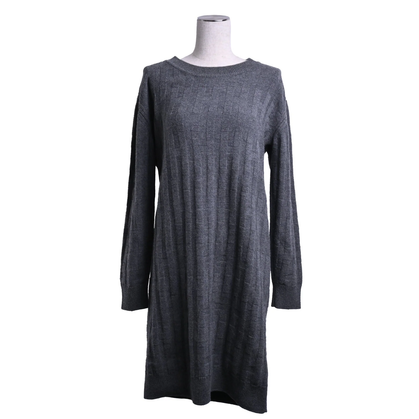 针织连衣裙，羊毛，灰色，36