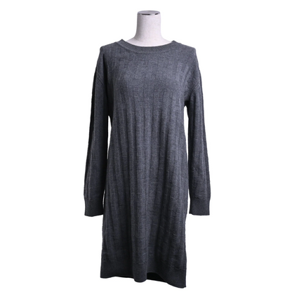 针织连衣裙，羊毛，灰色，36