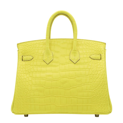 Birkin 25 Alligator Matte Lime SS WStamp