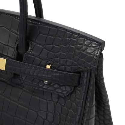 バーキン25　アリゲーターマット　ブラック　GP　K刻印