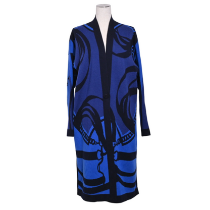 ロングカーディガン　カシミヤ　ブルー　38
