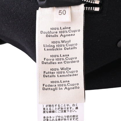 Pコート　ウール　レザー　ブラック　50