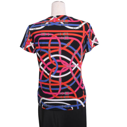 Tシャツ　コットン　マルチカラー　ブラック　38