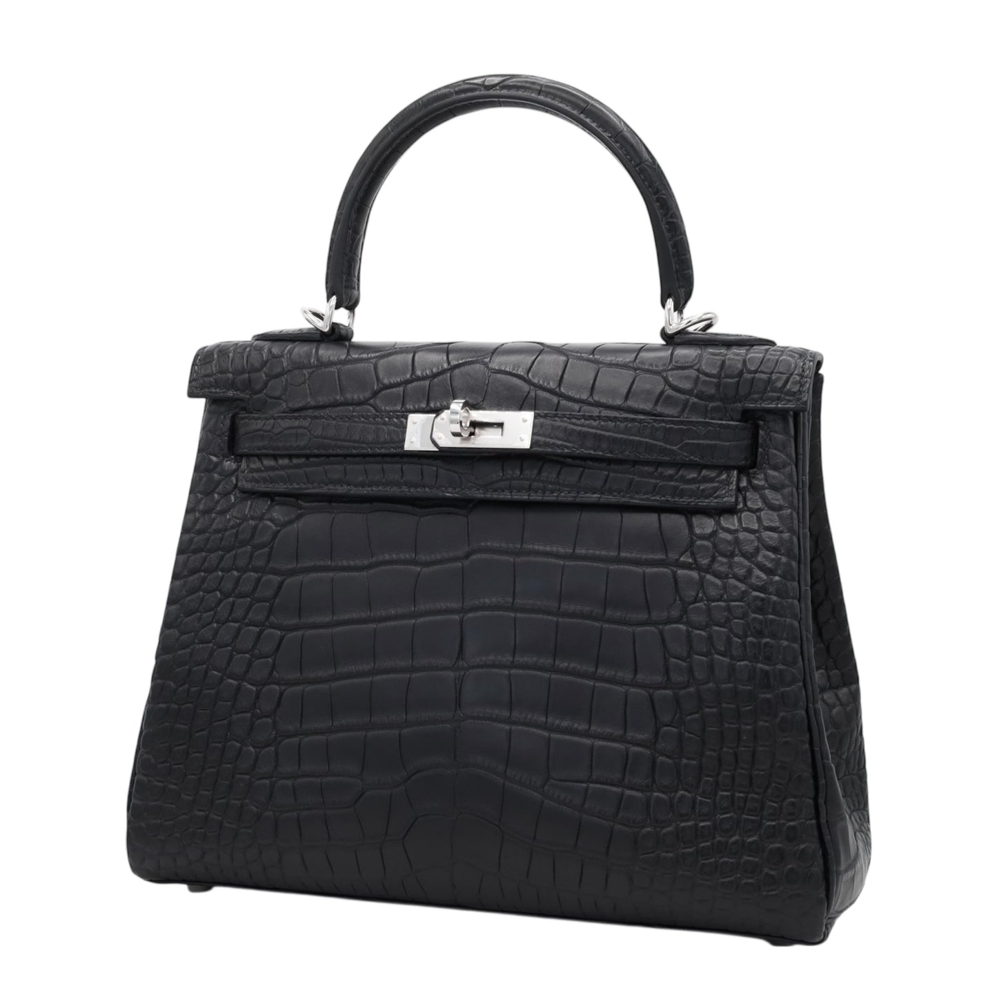 ケリー25　アリゲーターマット　ブラック　SS　K刻印