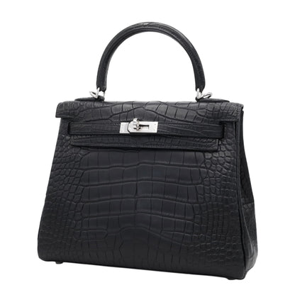 ケリー25　アリゲーターマット　ブラック　SS　K刻印