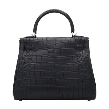 ケリー25　アリゲーターマット　ブラック　SS　K刻印