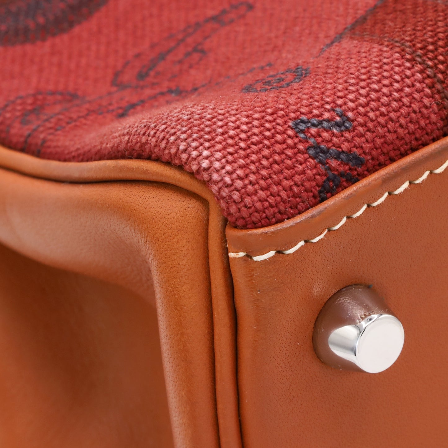Kelly 28 Amazon Barenia Toile Couver Rouge Ash Fauve SS □NStamp