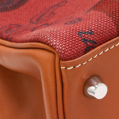 Kelly 28 Amazon Barenia Toile Couver Rouge Ash Fauve SS □NStamp