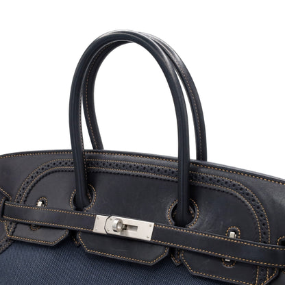 Birkin 35 Gillies Denim Fonce Blue Black SS □PStamp