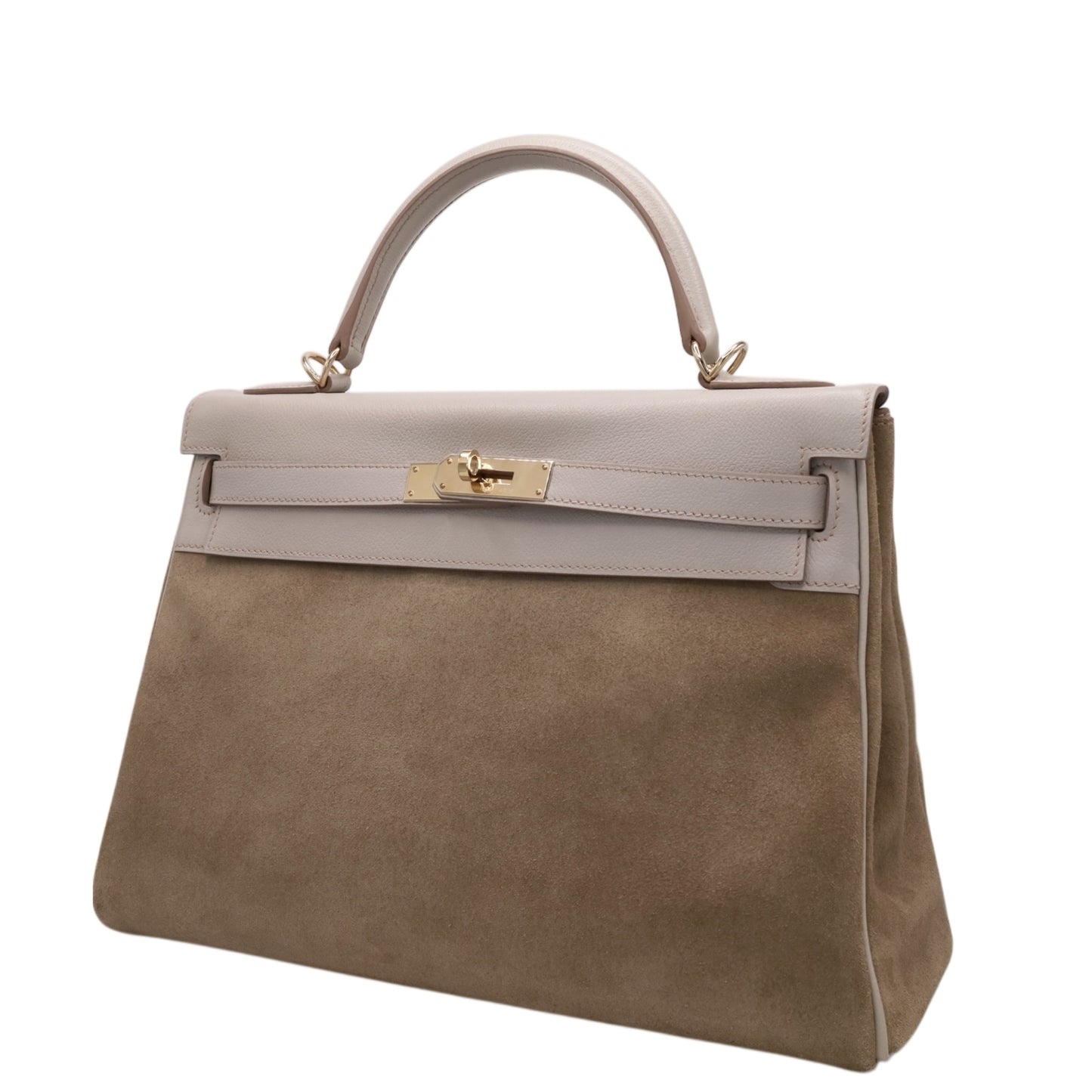 Kelly 32 Voever Color Grizzly Pearl Gray Champagne Gold Hardware □Q Stamp