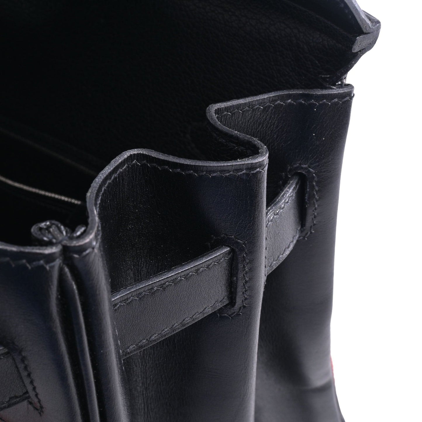 Birkin 30 Box Calf Toile Potamos Black Red SS □J Engraved