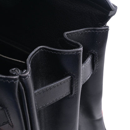 Birkin 30 Box Calf Toile Potamos Black Red SS □J Engraved