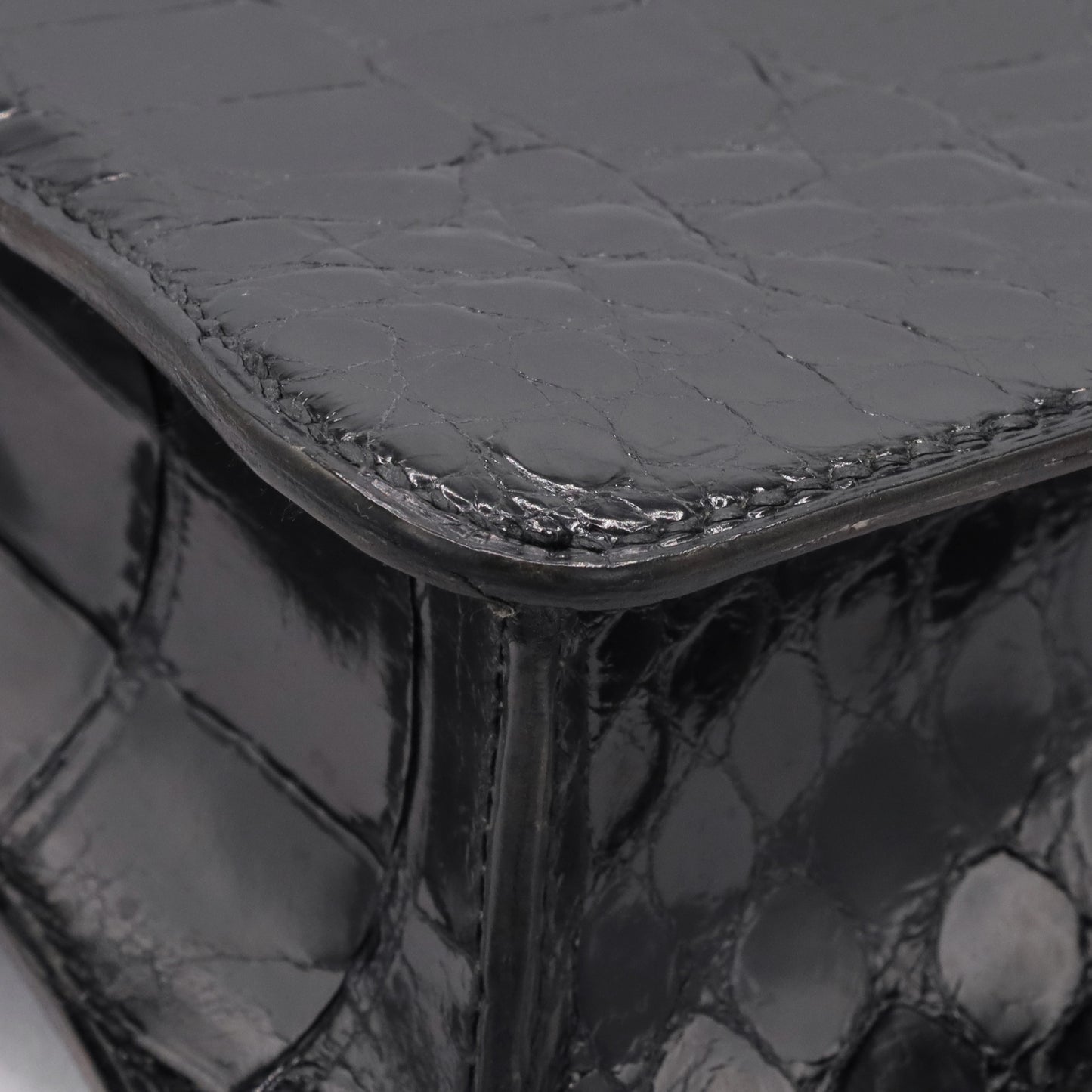 Vintage Shoulder Bag Alligator Black GP 〇RStamp