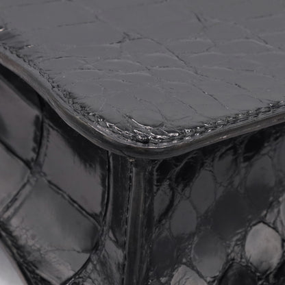 Vintage Shoulder Bag Alligator Black GP 〇RStamp