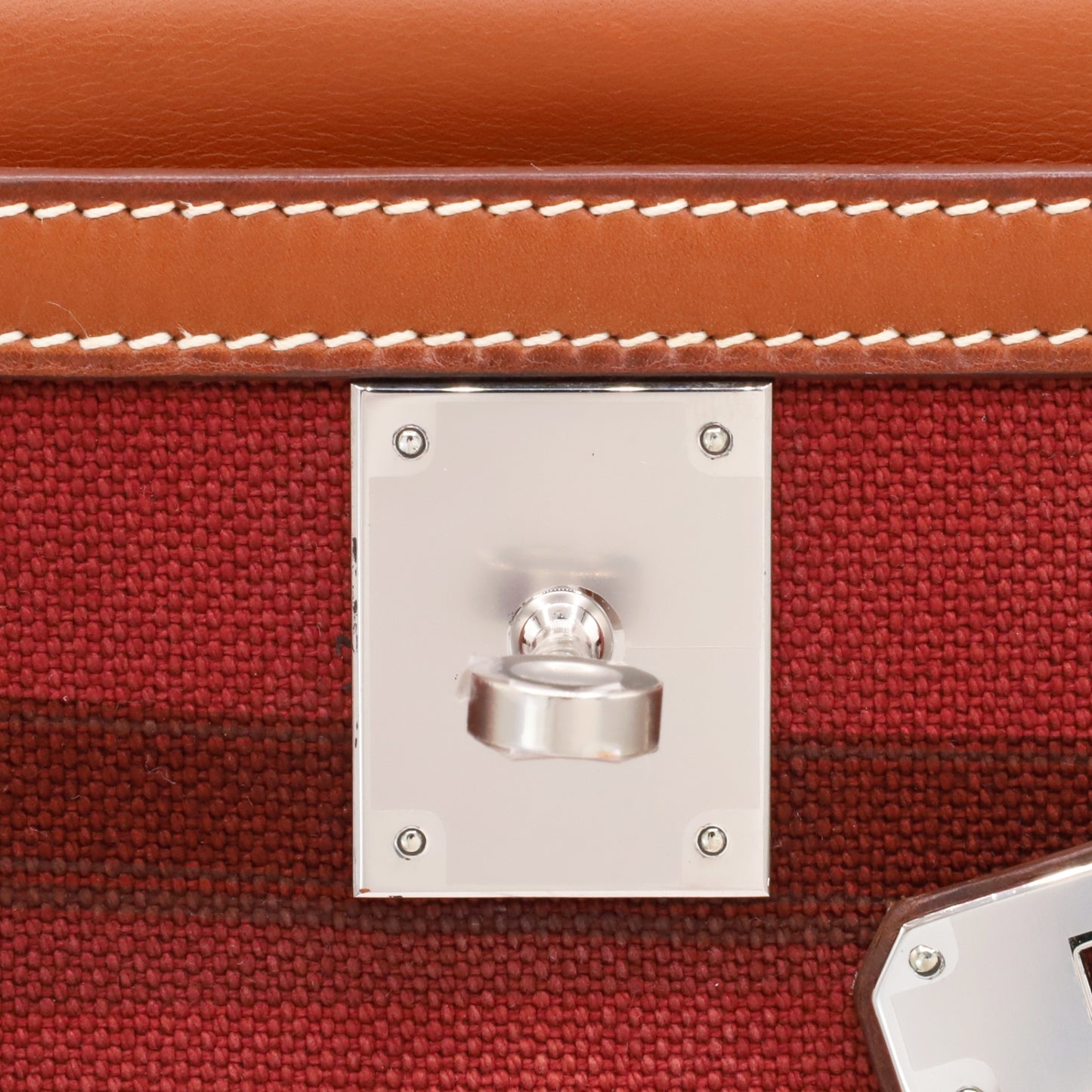 Kelly 28 Amazon Barenia Toile Couver Rouge Ash Fauve SS □NStamp