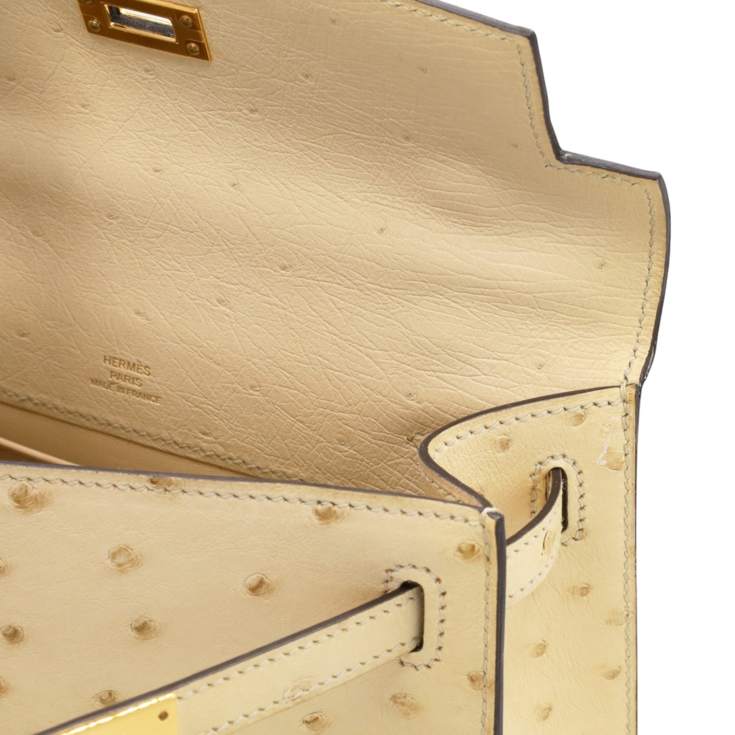 ポシェットケリー　オーストリッチ　ヴァニラ　GP　X刻印