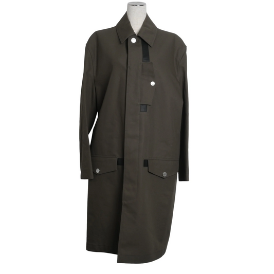 Trench coat, cotton, leather, khaki, 48