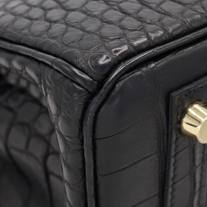 バーキン25　アリゲーターマット　ブラック　GP　K刻印