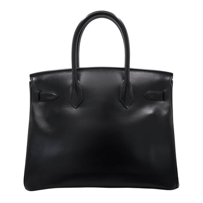 バーキン30　ボックスカーフ　ブラック　ルテニウム金具　□G刻印