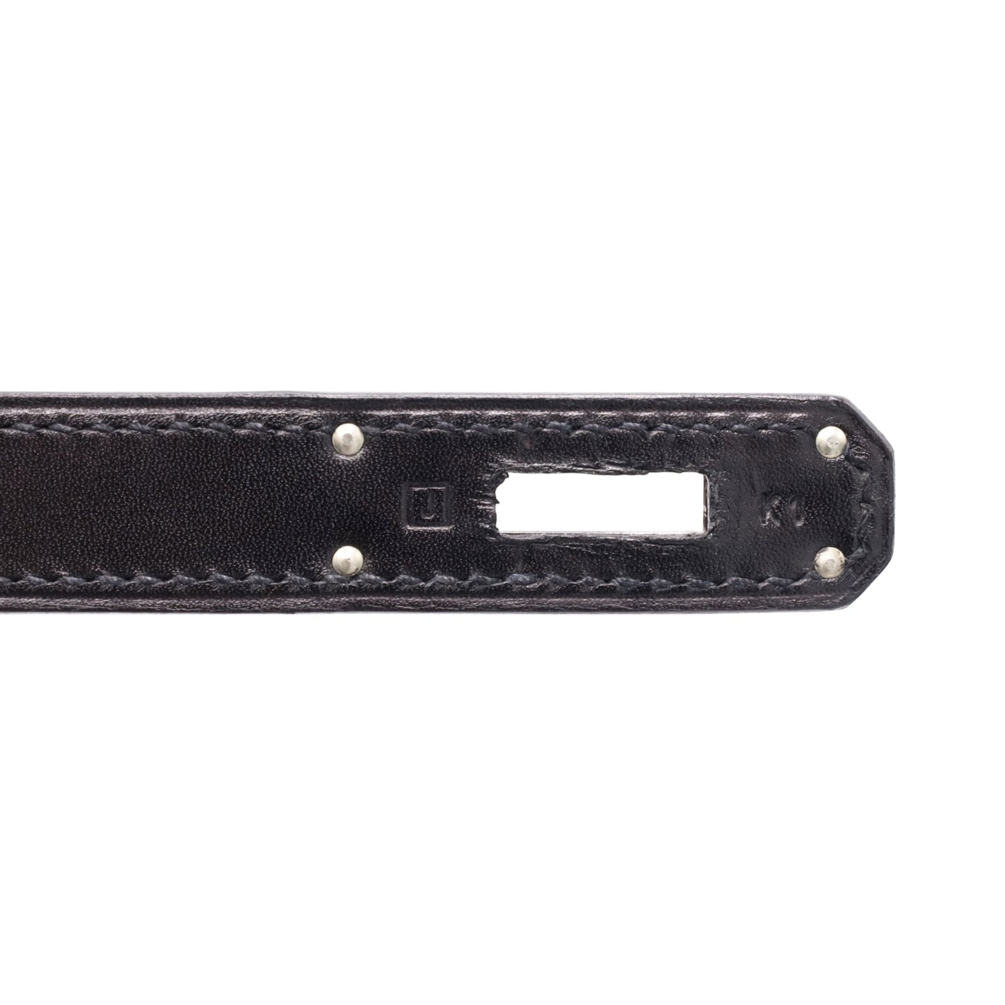 Kelly 32 box calf black ruthenium hardware □J engraved