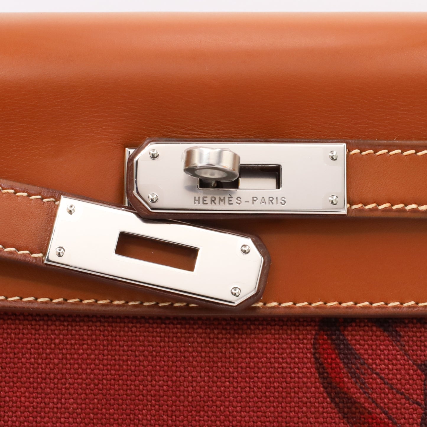 Kelly 28 Amazon Barenia Toile Couver Rouge Ash Fauve SS □NStamp