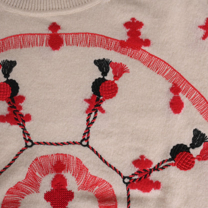 针织剪切和缝制Poste et Cavalerie Cashmere白色红色42