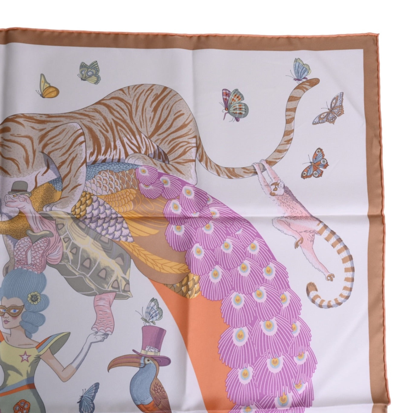 Carre 90 Hermes Story Silk White