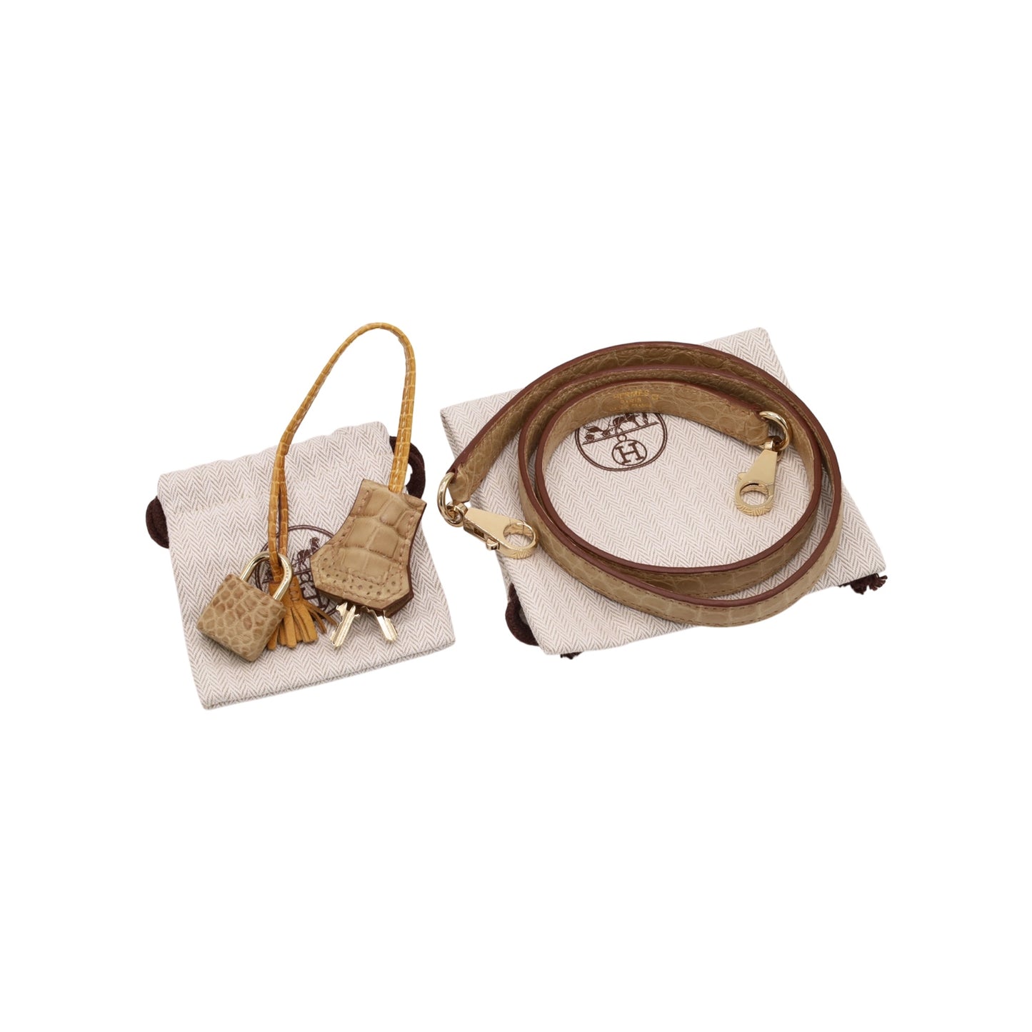 Kelly 32 Gillies Alligator Lizard Ostrich Pousier Chestnut Champagne Gold □Q stamp