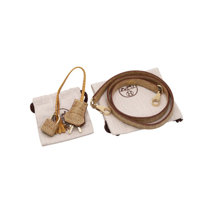 Kelly 32 Gillies Alligator Lizard Ostrich Pousier Chestnut Champagne Gold □Q stamp