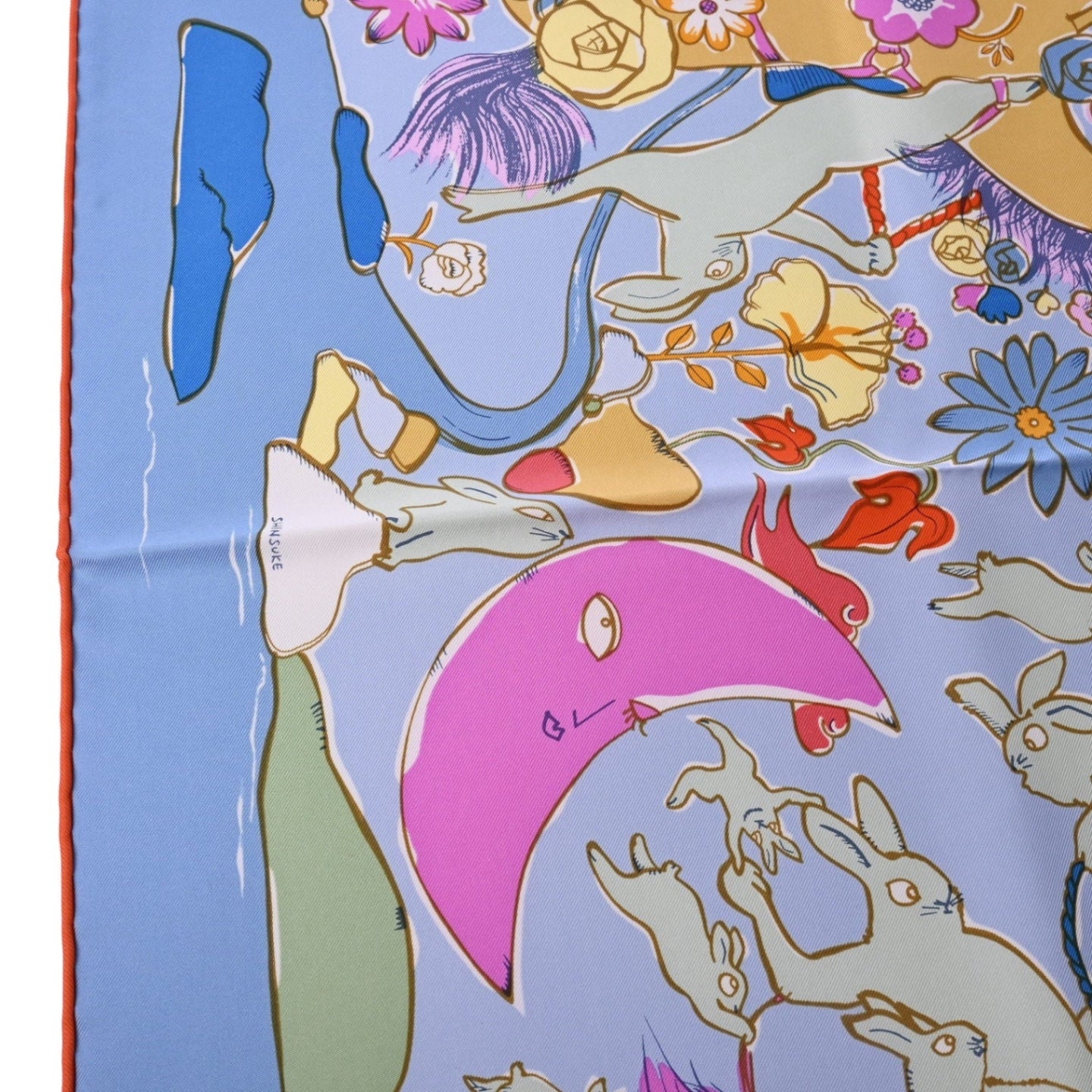 Carre 90 Thousand and One Rabbit Silk Blue