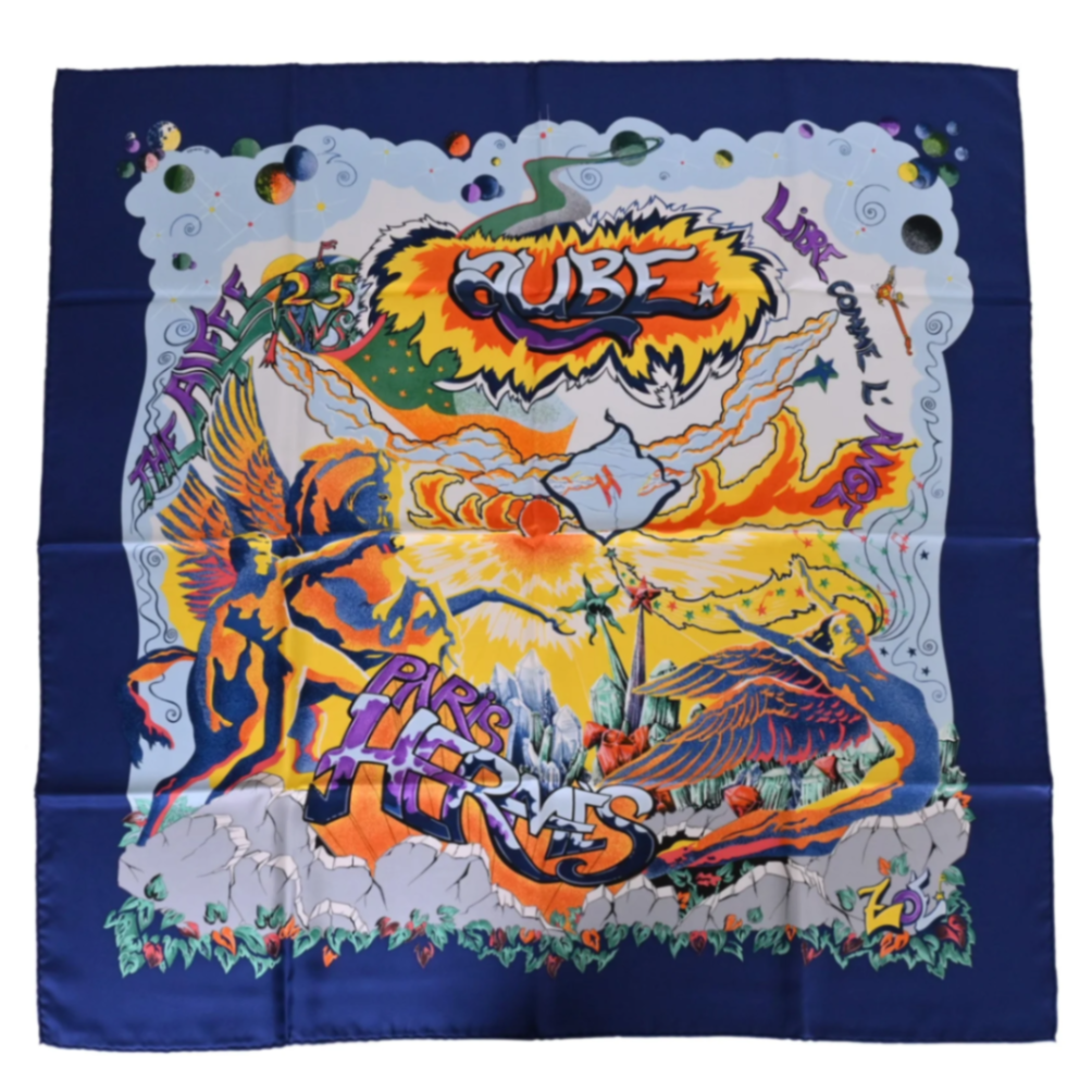 カレ90　THE ALFEE AUBE LIBRE COMME L`ANGE　シルク　マルチカラー