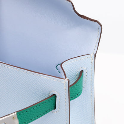 Mini Kelly 2 Tricolor Blue Plume Veil Jade Gold SS UStamp