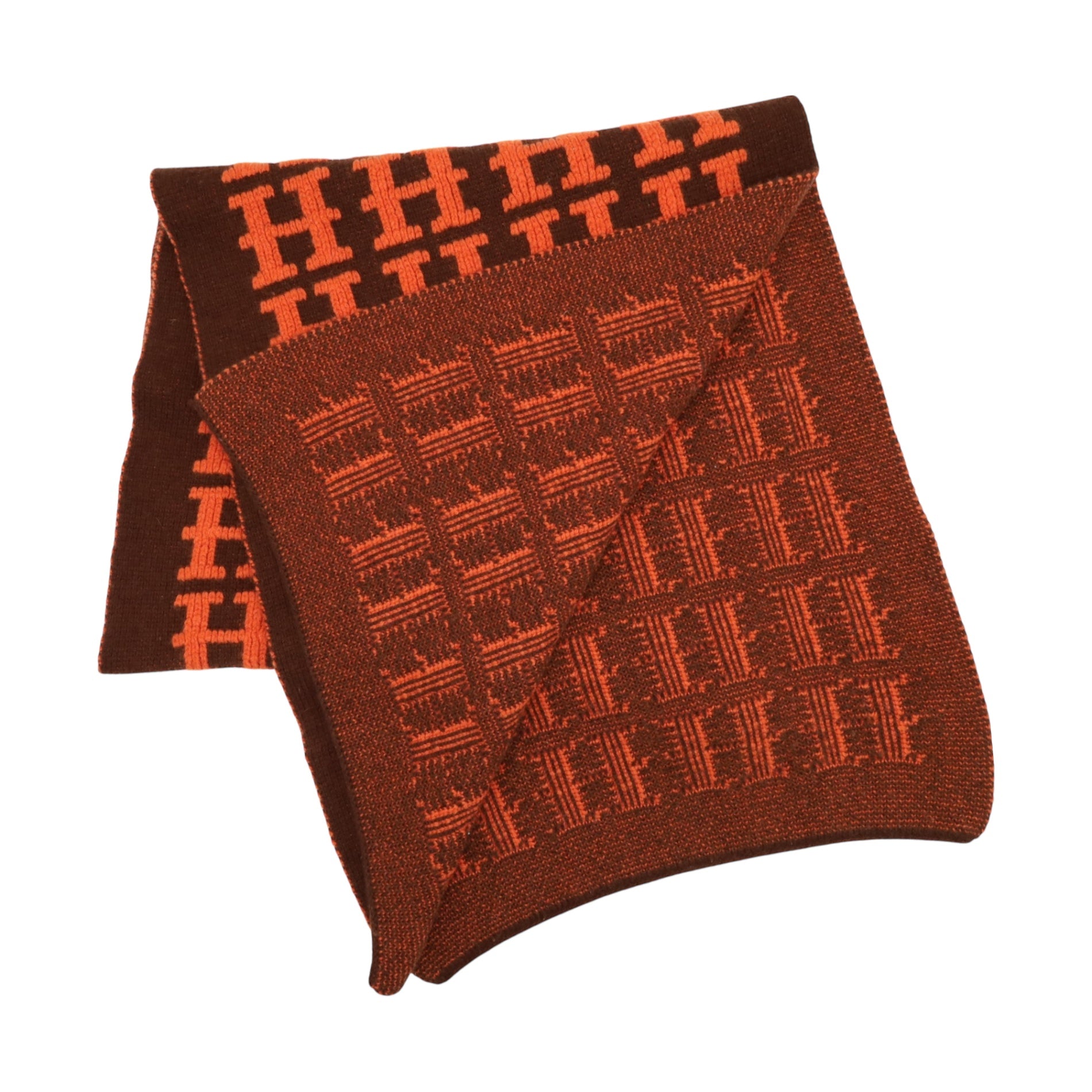 HERMES H logo muffler cashmere brown orange – LALÙE