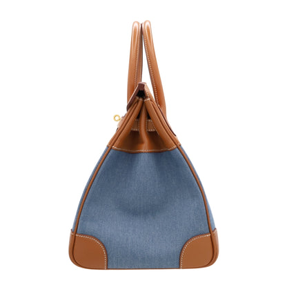 Birkin 35 Gulliver Toile Jean Gold Blue Indigo GP □BStamp