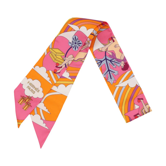 ツイリー　空飛ぶカレ　シルク　ピンク　オレンジ