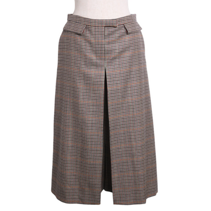 キュロット　ウール　チェック　ベージュ　36