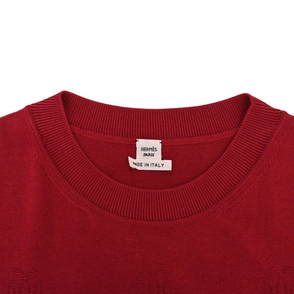 ニットワンピース　コットン　レッド　36