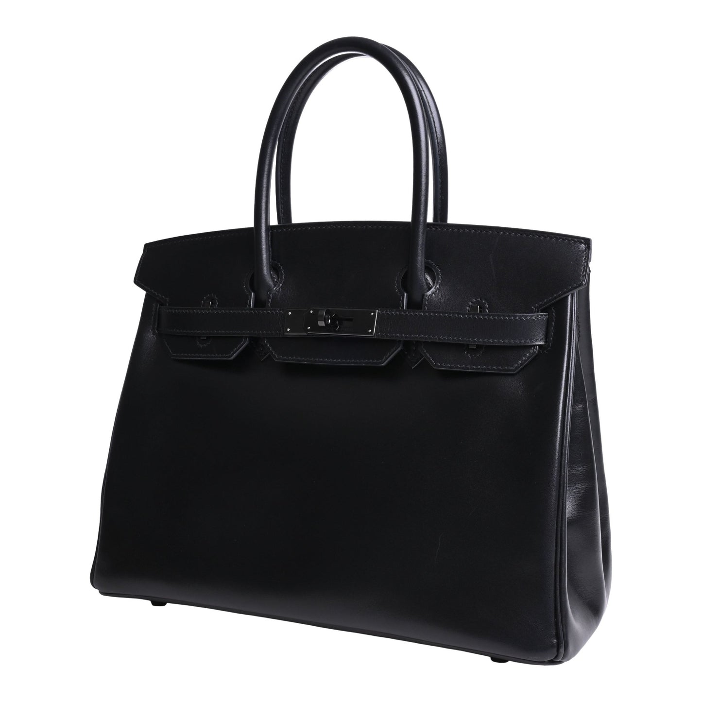 Birkin 30 Saw Black Box Calf □N Engraved