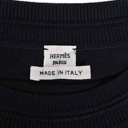 ニットカットソー　シェーヌダンクル　シルク　ブラック　36