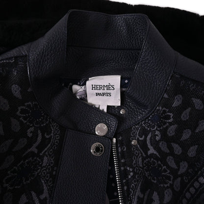 ブルゾン　レザージャケット&ジップベスト　レザー　ディア　ウール　ネイビー　36