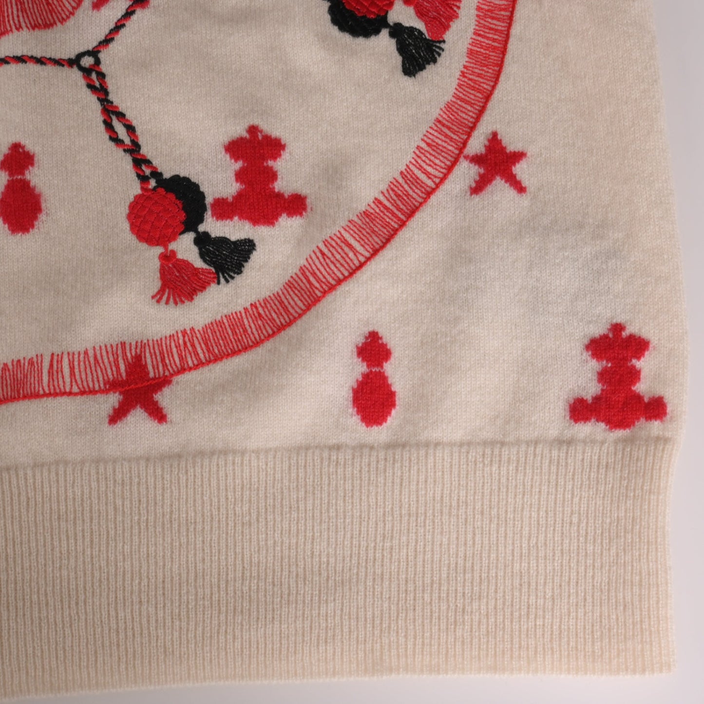 针织剪切和缝制Poste et Cavalerie Cashmere白色红色42