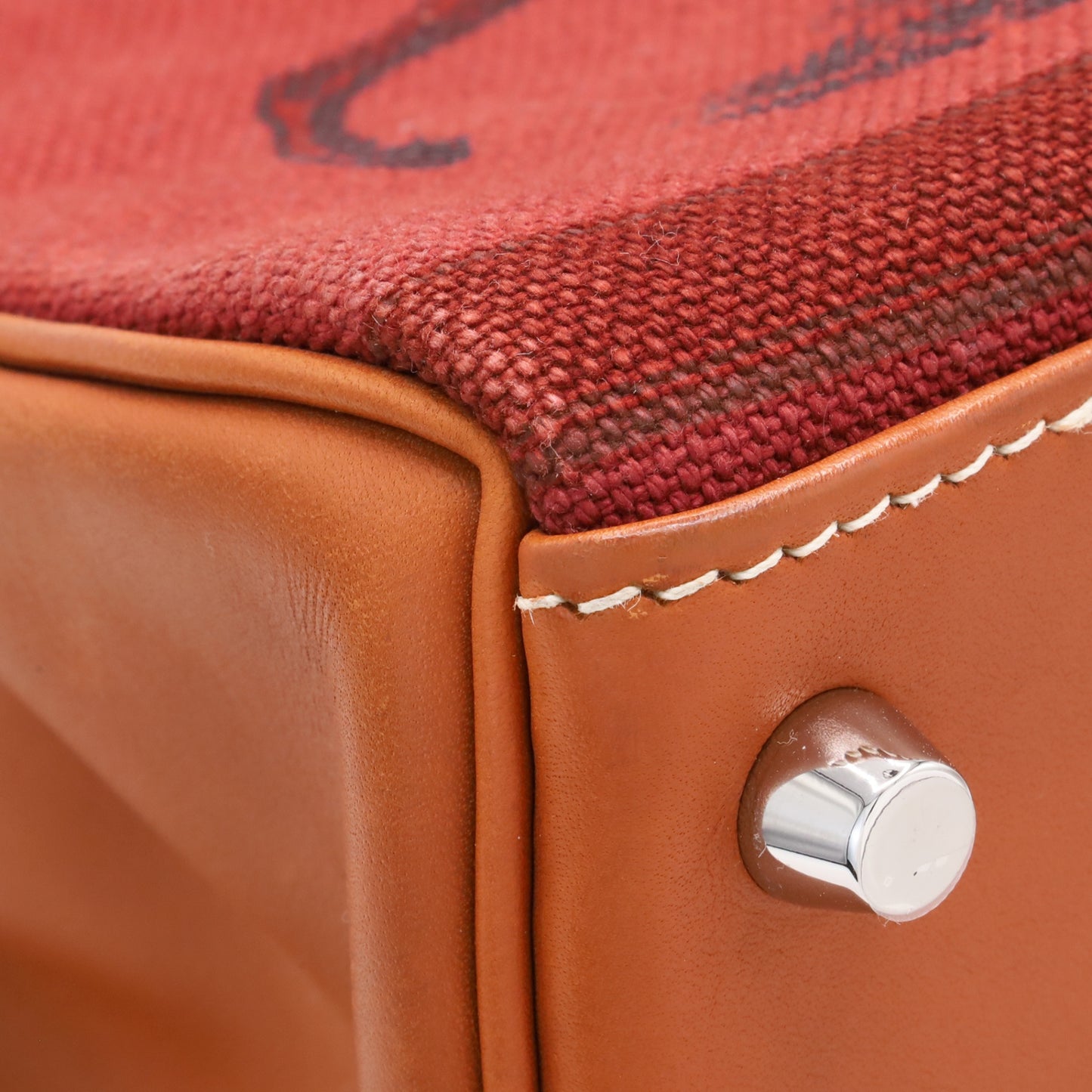 Kelly 28 Amazon Barenia Toile Couver Rouge Ash Fauve SS □NStamp