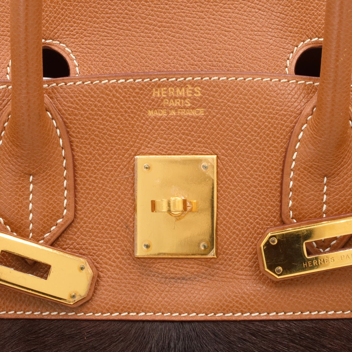 バーキン30　ヴォーエプソン　ハラコ　ゴールド　GP　□D刻印