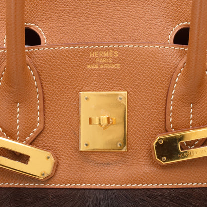 バーキン30　ヴォーエプソン　ハラコ　ゴールド　GP　□D刻印