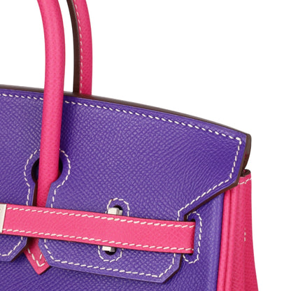 Birkin 25个人订单Vaud Epson Ultra Ultra紫罗兰玫瑰Tyrian Matte Silver Metal Fittings X刻
